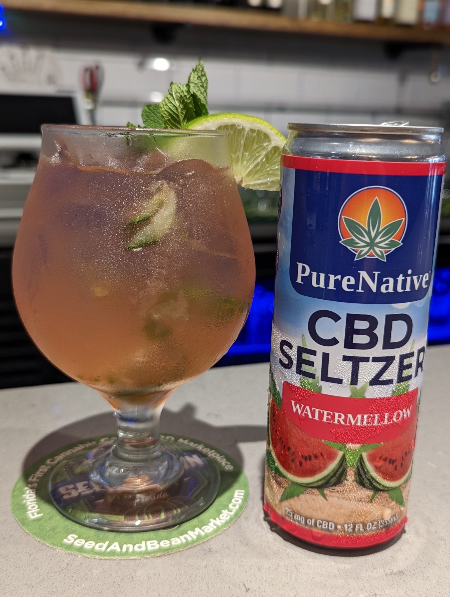 “Mellojito” Watermelon Mojito Recipe with PureNative Watermellow CBD Seltzer