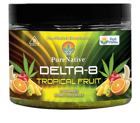 Delta 8 Tropical Fruit Gummies 15 count - PureNative